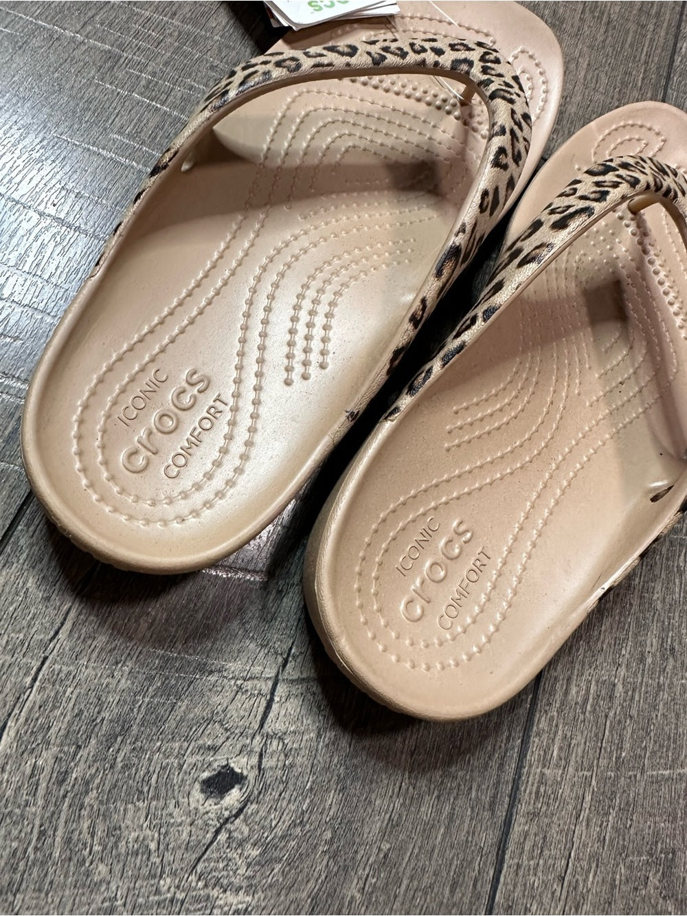 Crocs Kadee Leopard Thong Sandals