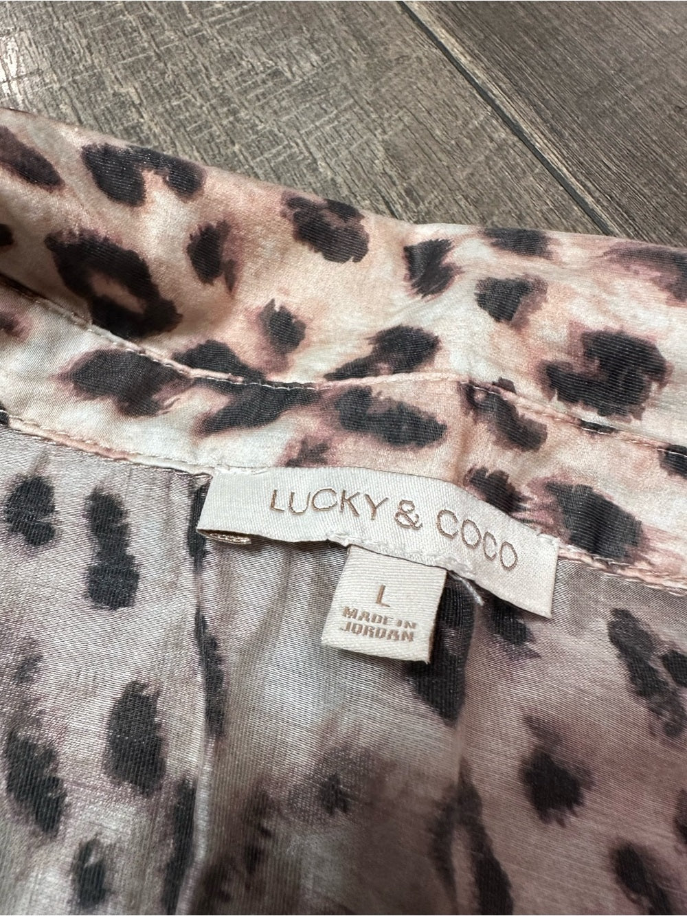 Lucky & Coco Leopard Puff Sleeve Button Down Top