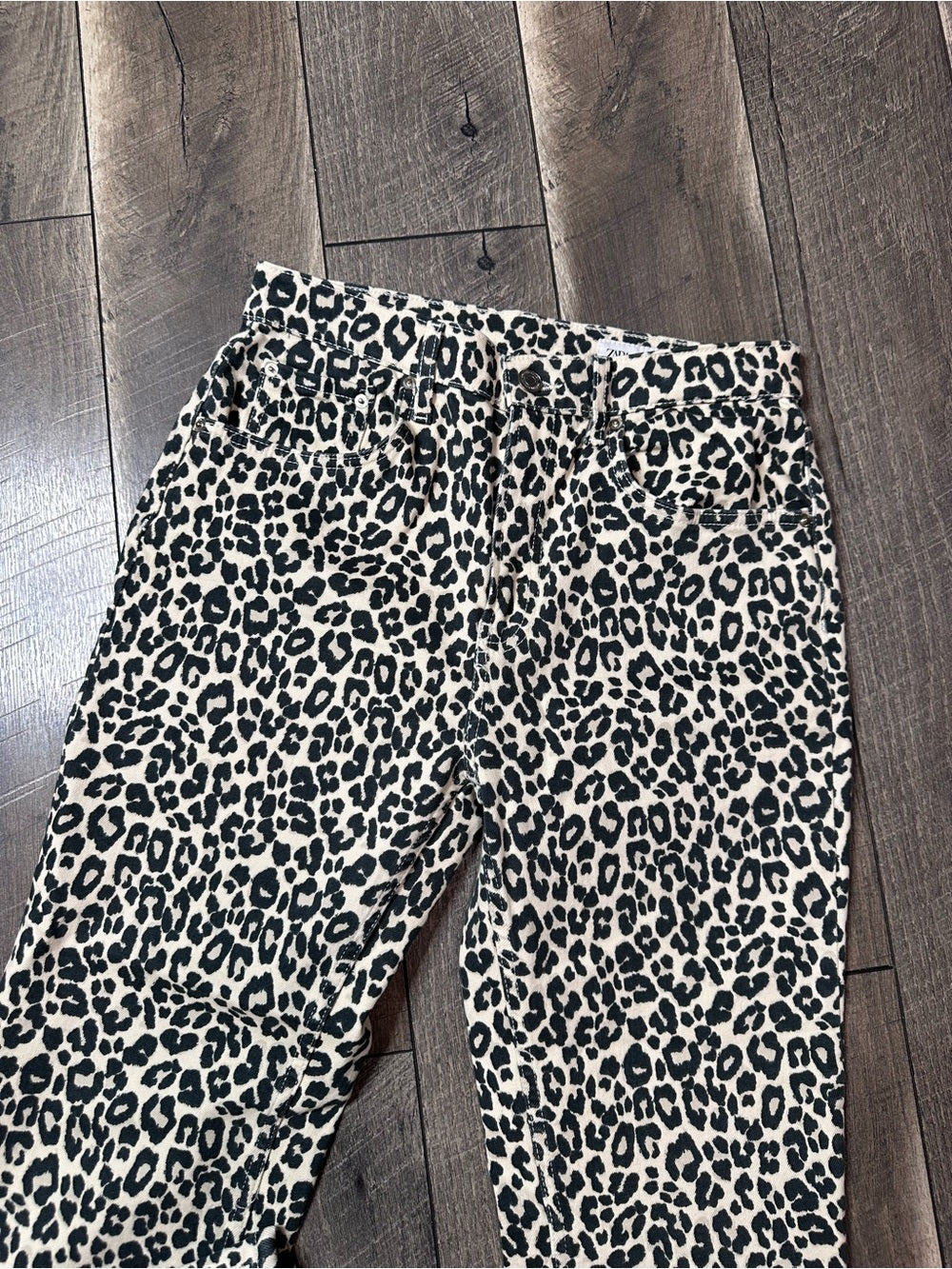 Zara Hi Rise Leopard Jeans