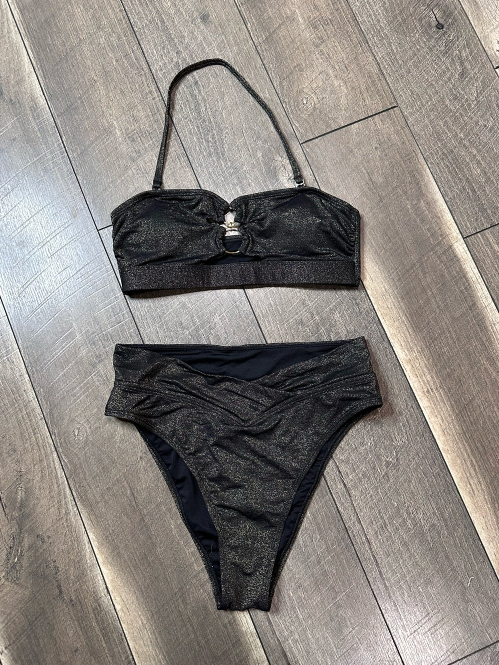 Cupshe Sparkling Lurex O-ring Bandeau Bikini