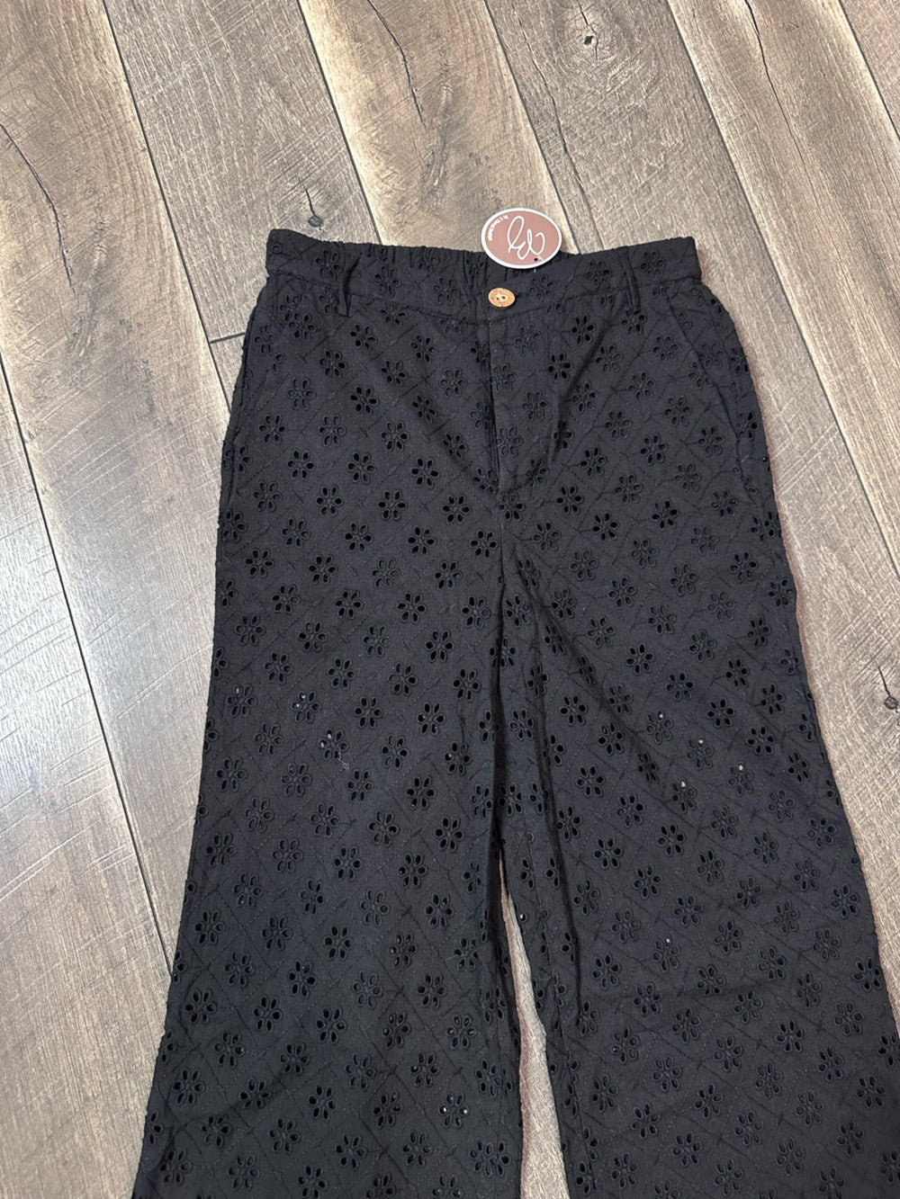 Black Tape Floral Eyelet Crop Pants (new with tags)