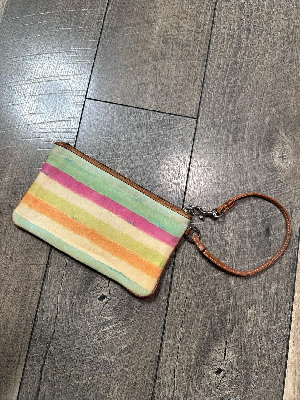 Coach Hampton Watercolor Stripe Wristlet