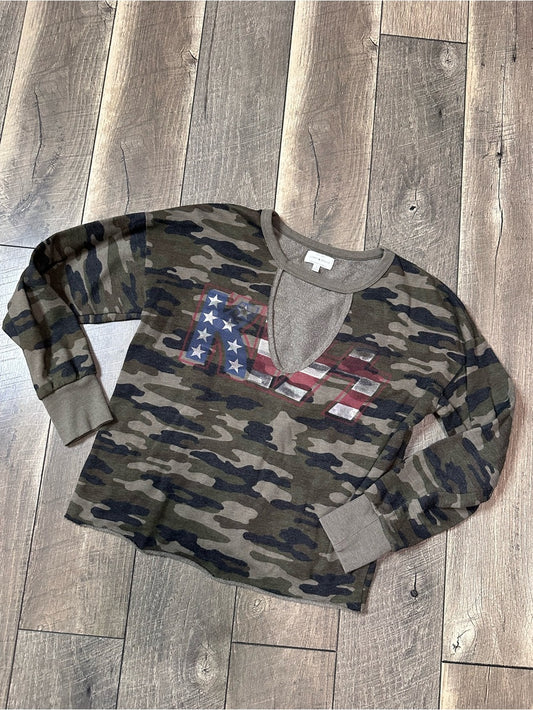 Lucky Brand Kiss Camo Pullover