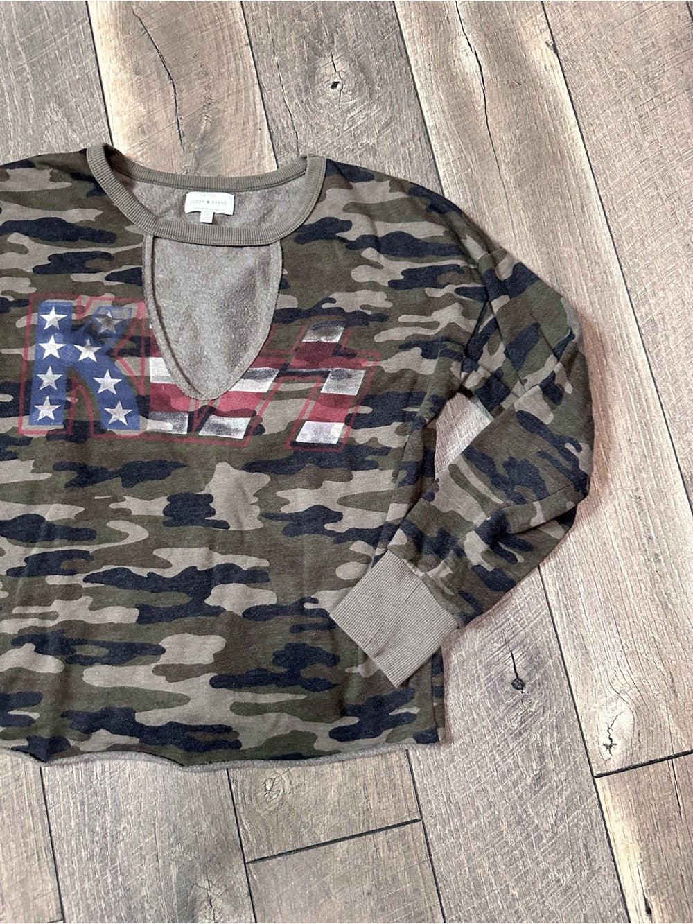 Lucky Brand Kiss Camo Pullover