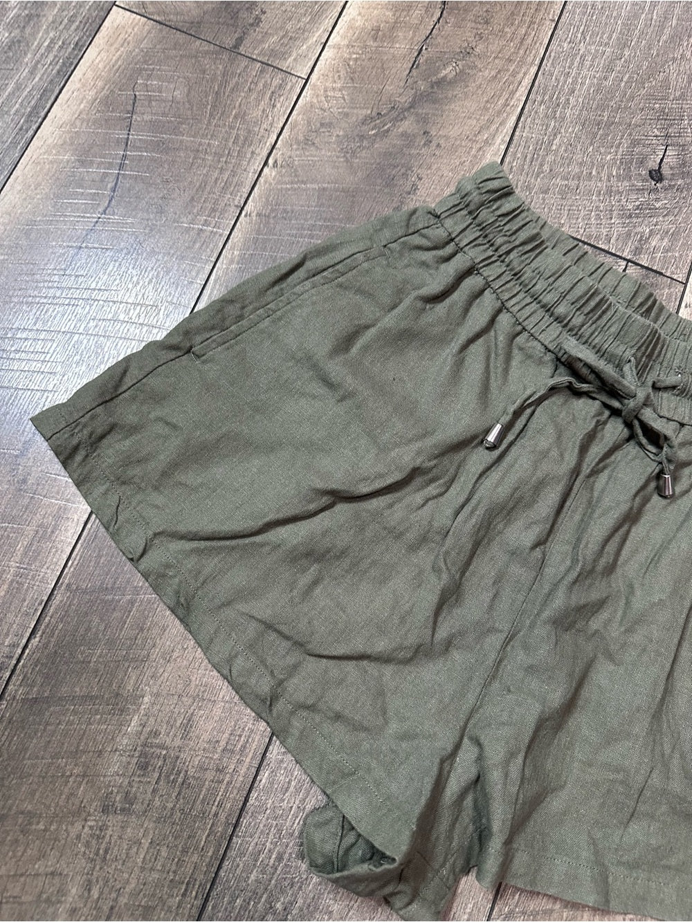 Zara Olive Tie Shorts