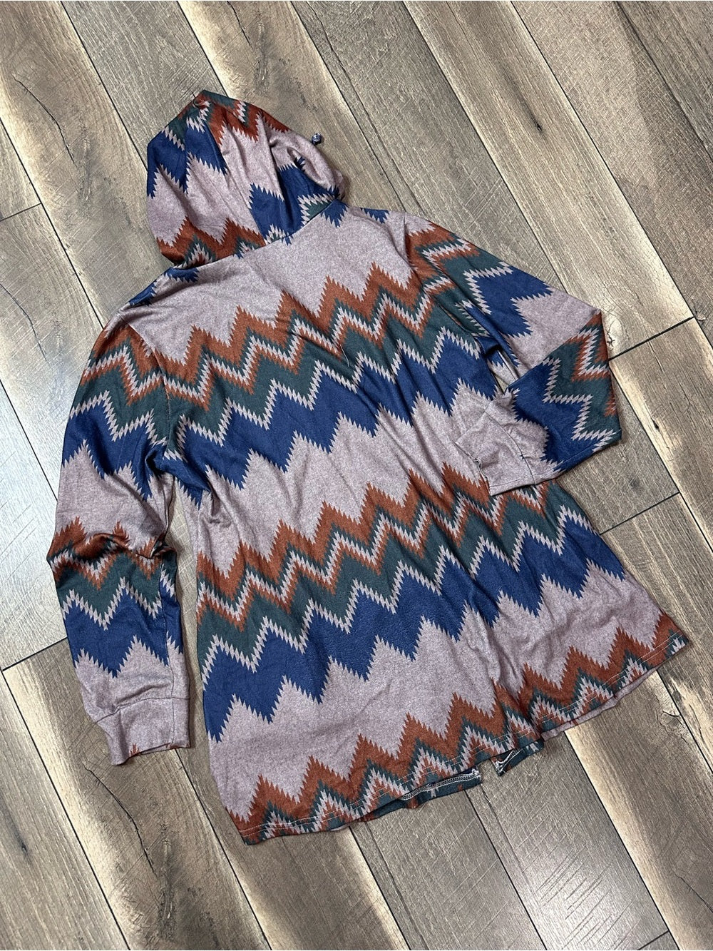 Miusey Aztec Long Hooded Zip Up