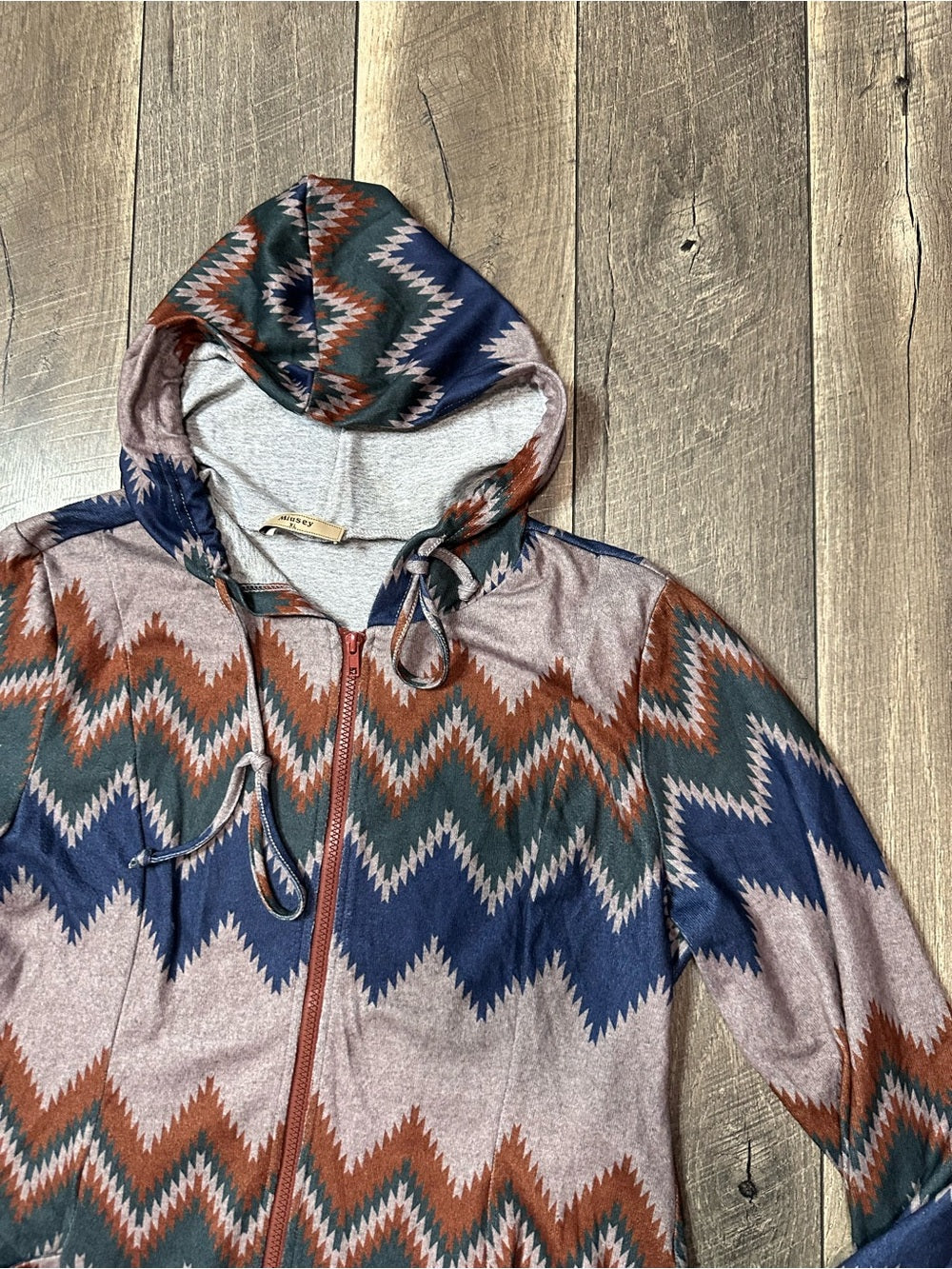Miusey Aztec Long Hooded Zip Up