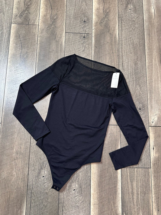 Abercrombie & Fitch Mesh High Neck Long Sleeve Black Bodysuit