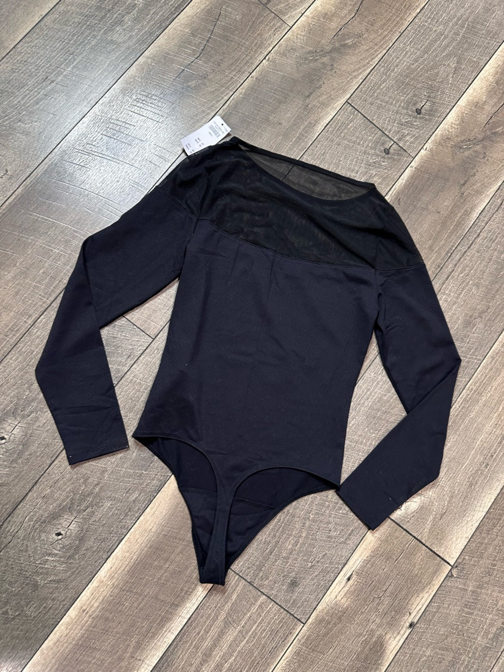 Abercrombie & Fitch Mesh High Neck Long Sleeve Black Bodysuit