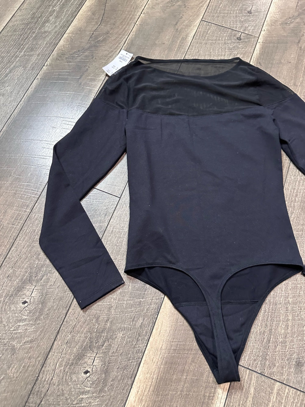Abercrombie & Fitch Mesh High Neck Long Sleeve Black Bodysuit