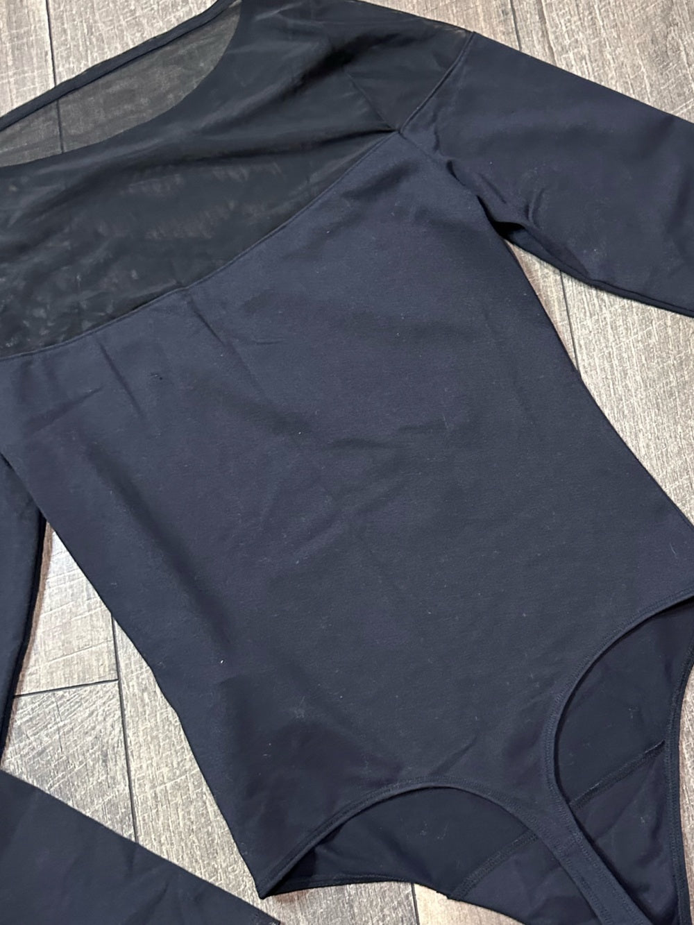 Abercrombie & Fitch Mesh High Neck Long Sleeve Black Bodysuit