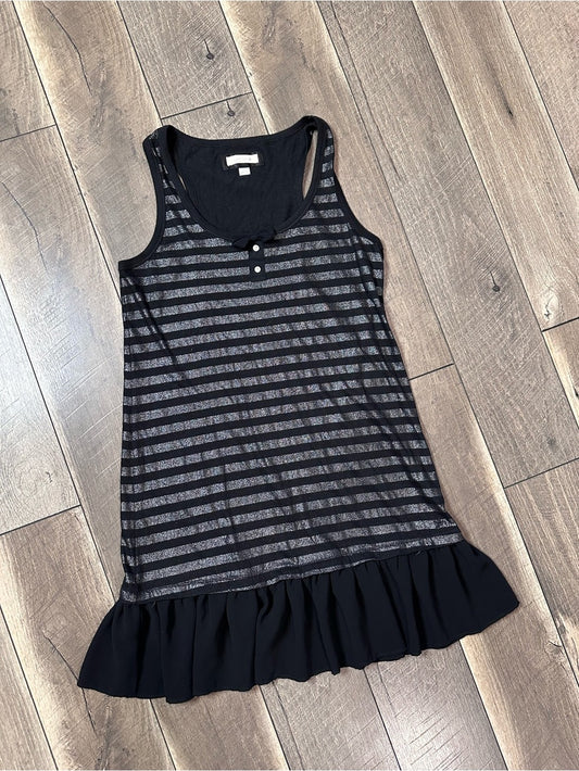 Aerie Y2K Silver Glitter Striped Mini Dress