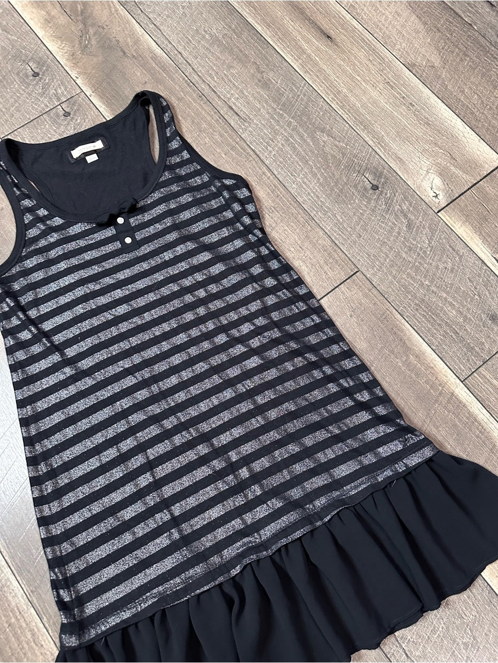 Aerie Y2K Silver Glitter Striped Mini Dress