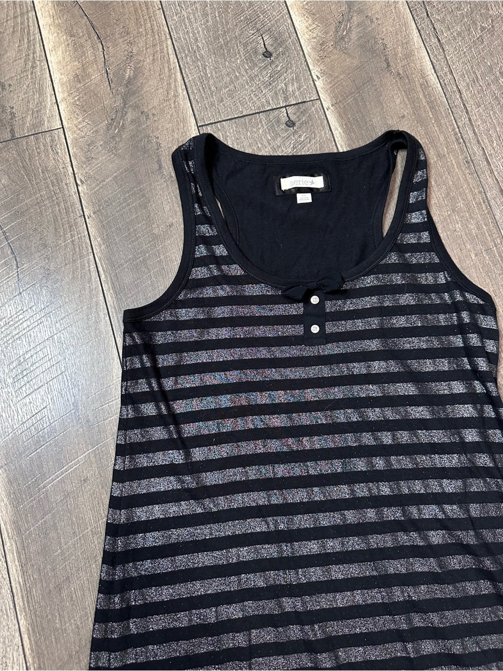 Aerie Y2K Silver Glitter Striped Mini Dress