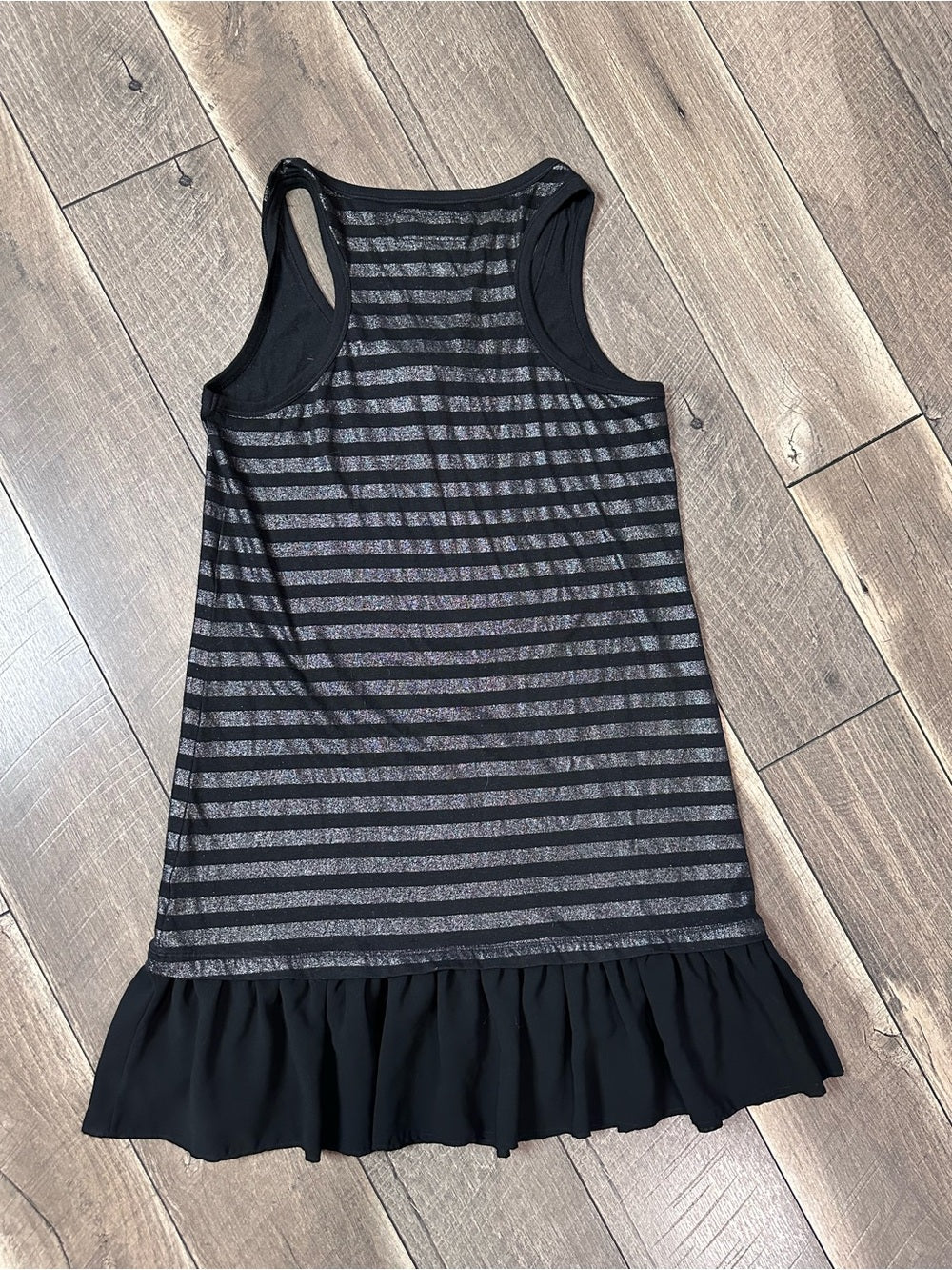Aerie Y2K Silver Glitter Striped Mini Dress