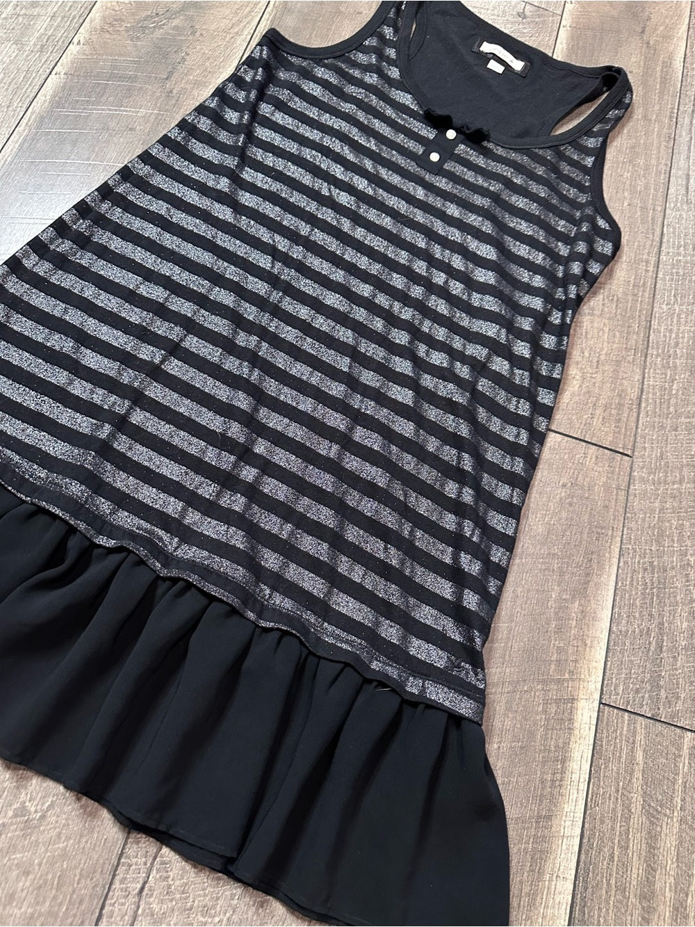 Aerie Y2K Silver Glitter Striped Mini Dress