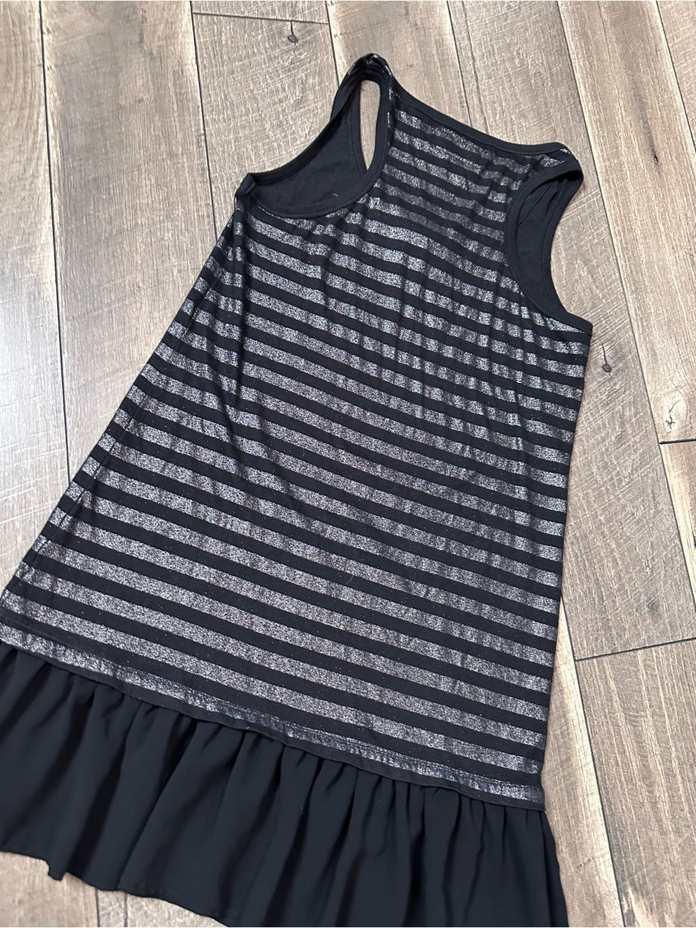 Aerie Y2K Silver Glitter Striped Mini Dress