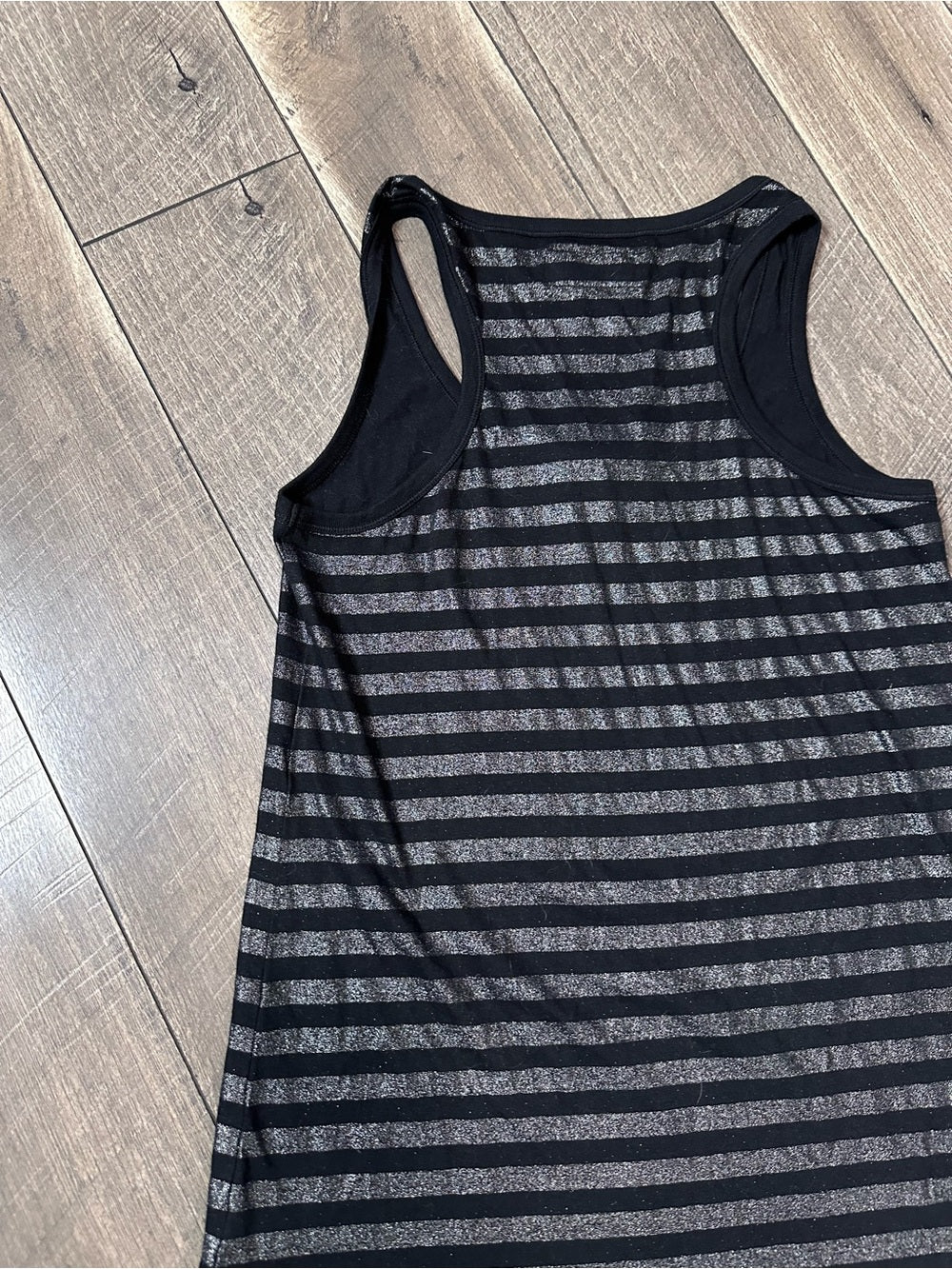 Aerie Y2K Silver Glitter Striped Mini Dress