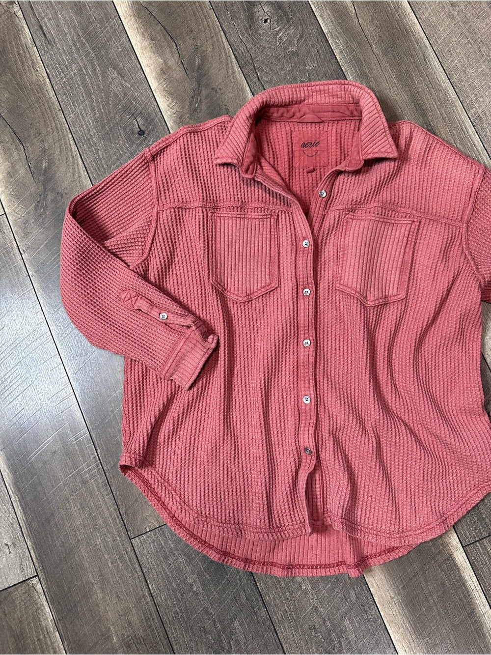 Aerie Oversized Waffleknit Button Down
