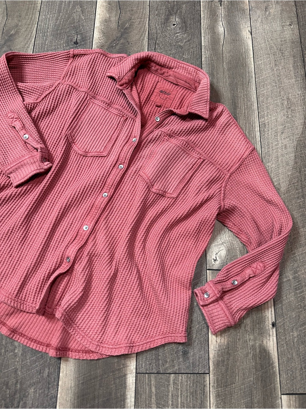 Aerie Oversized Waffleknit Button Down