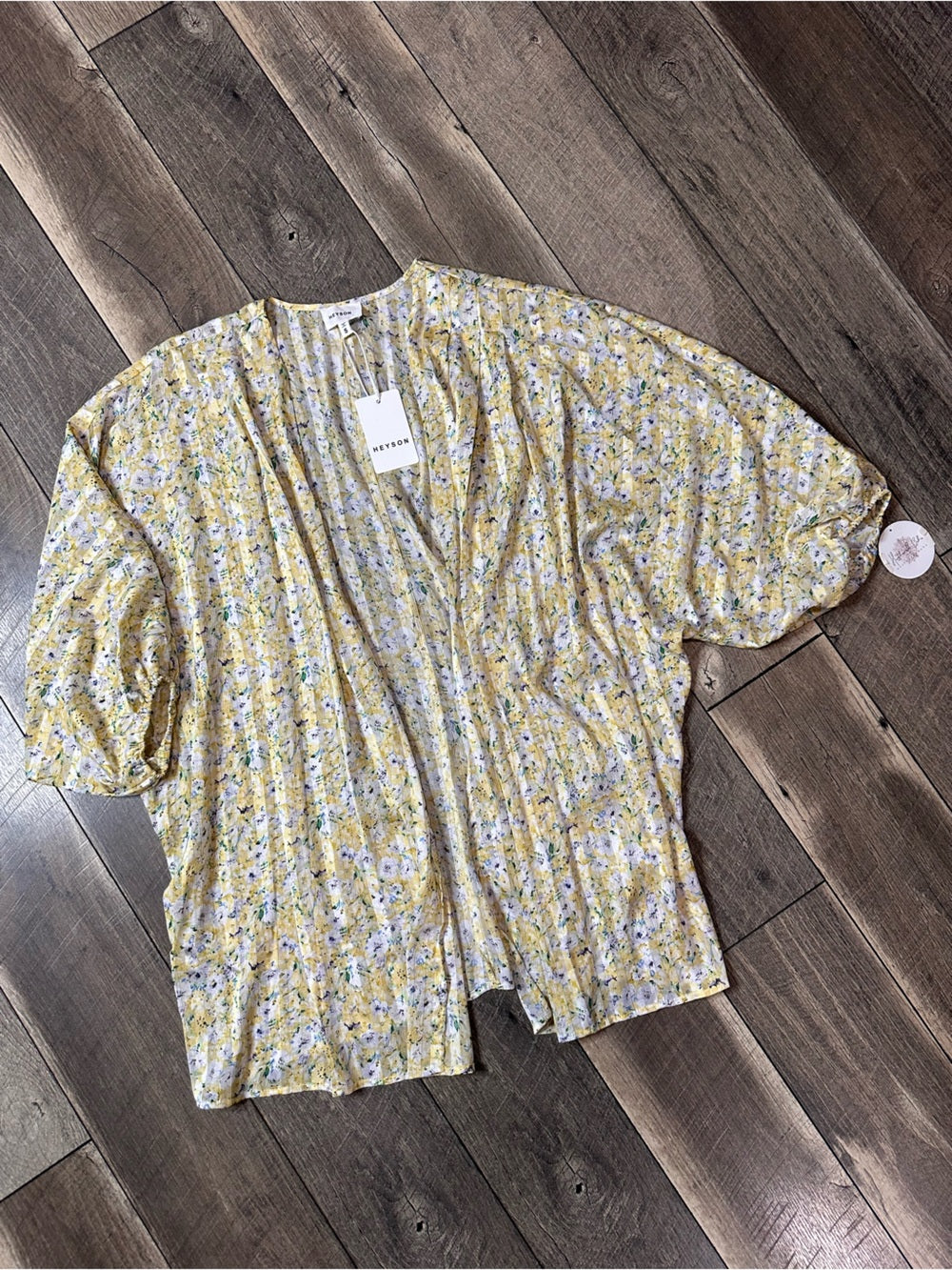 Heyson Open Short Sleeve Floral Cardigan