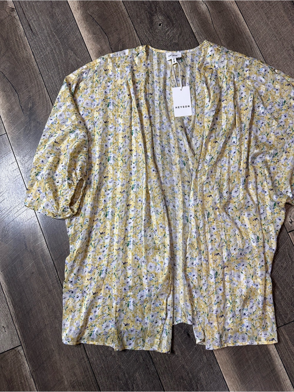 Heyson Open Short Sleeve Floral Cardigan