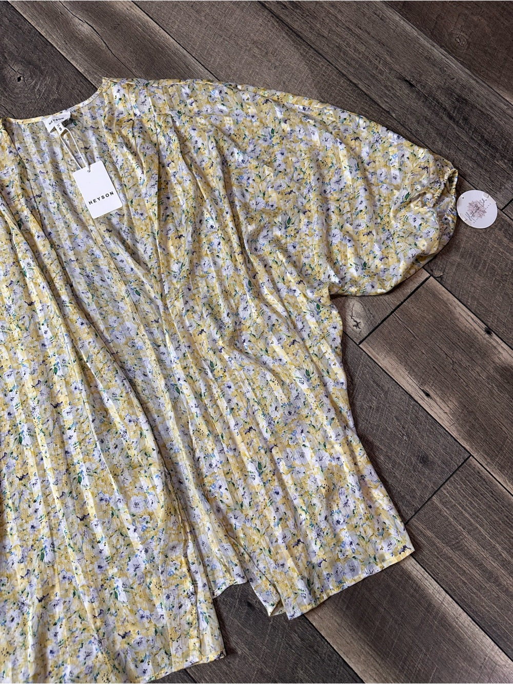 Heyson Open Short Sleeve Floral Cardigan