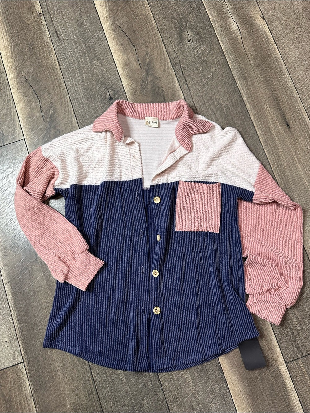 Lovely Melody Colorblock Button Down (new without tags)