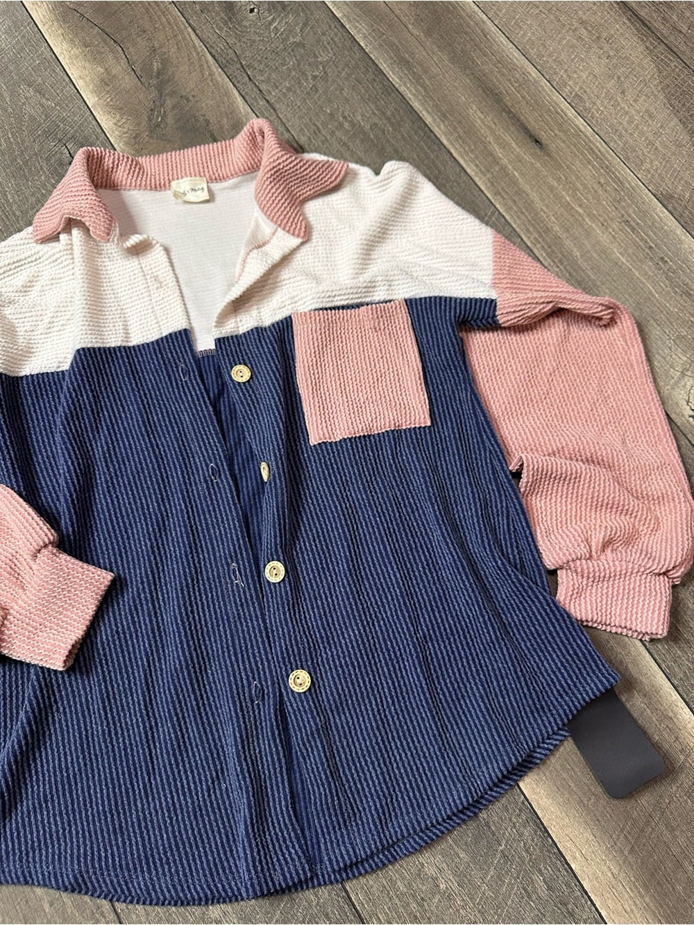 Lovely Melody Colorblock Button Down (new without tags)