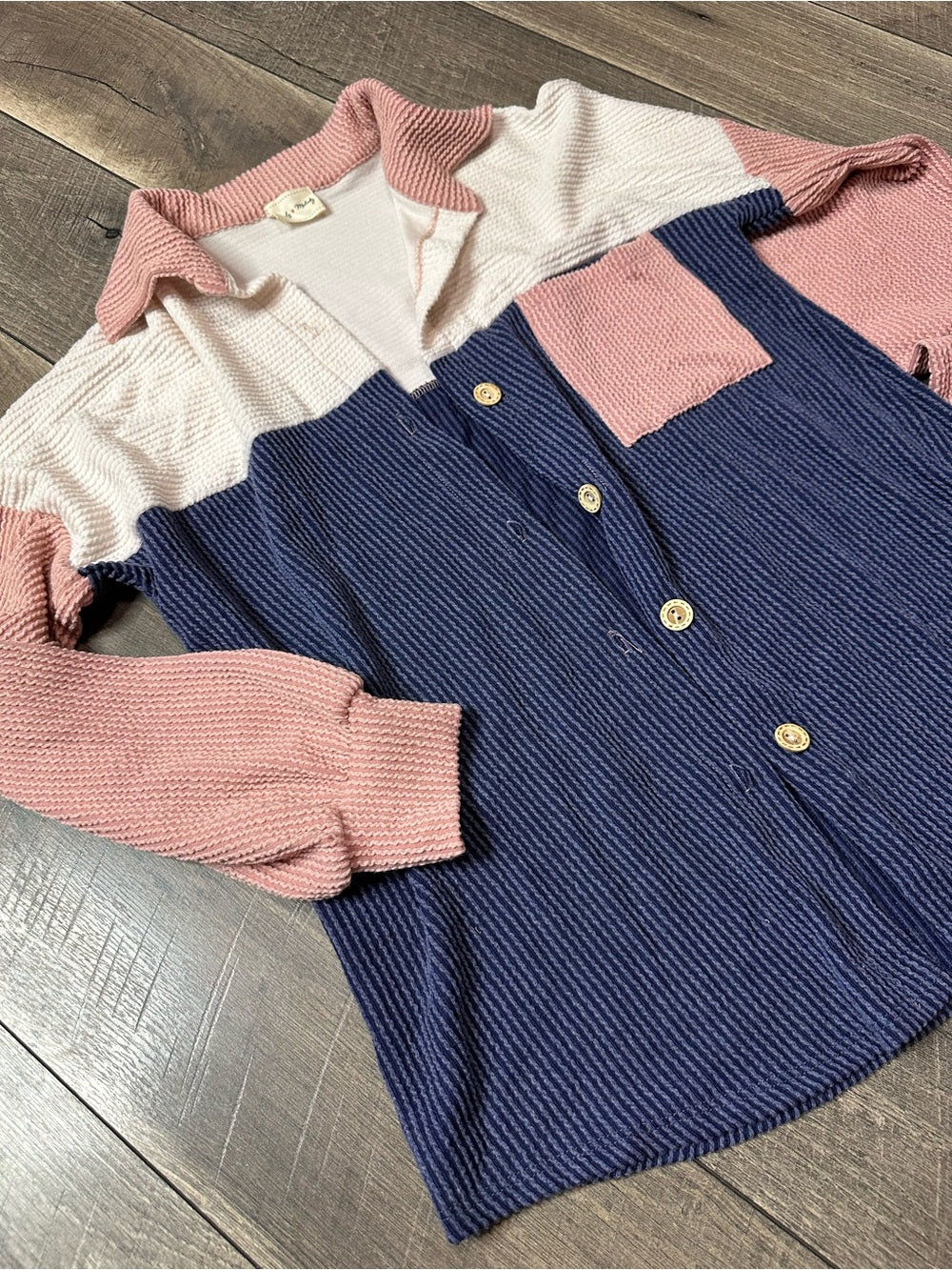 Lovely Melody Colorblock Button Down (new without tags)