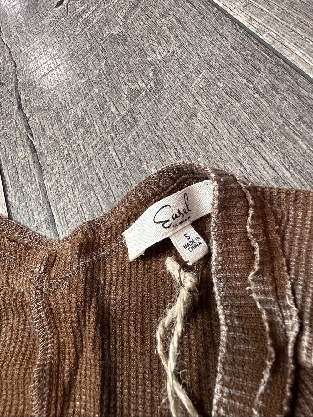 Easel Waffleknit 1/2 Button Long Sleeve Top