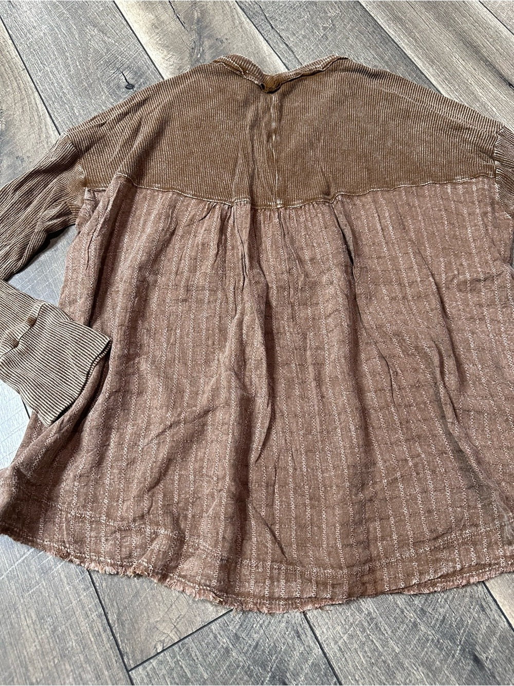 Easel Waffleknit 1/2 Button Long Sleeve Top
