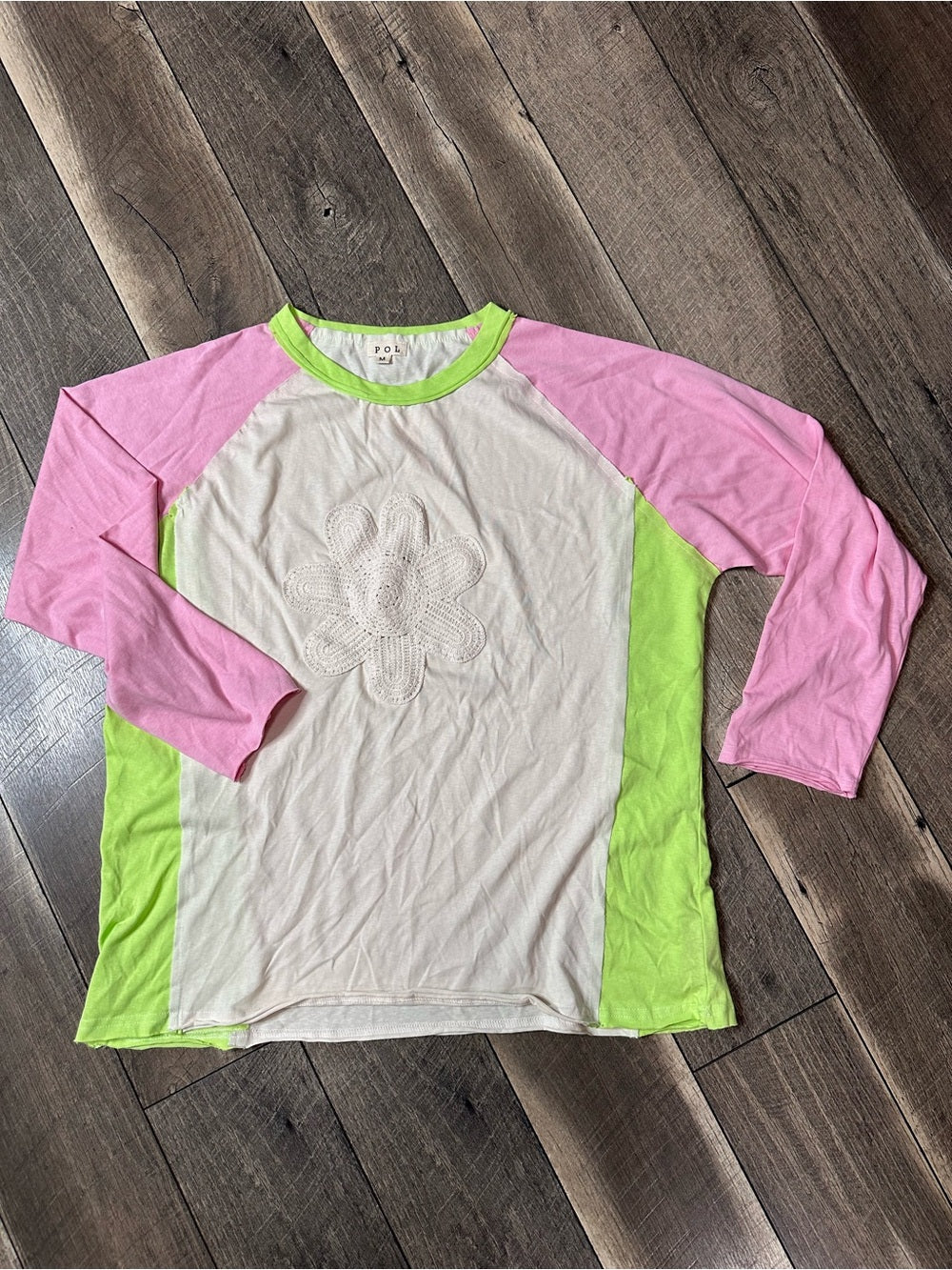 POL Color Block Flower Long Sleeve Top (New without tags)