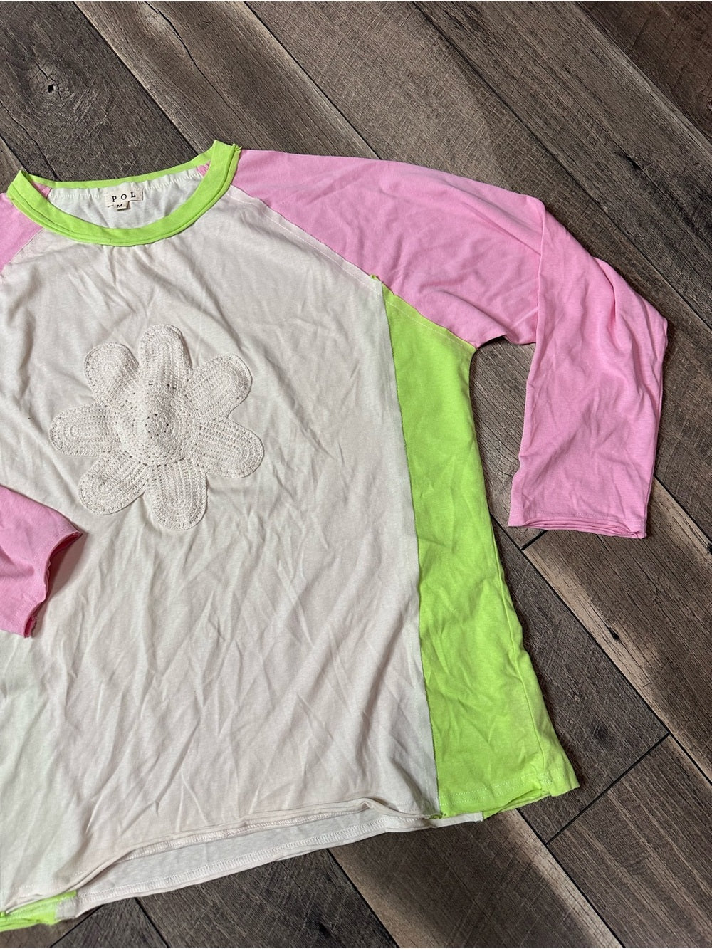 POL Color Block Flower Long Sleeve Top (New without tags)