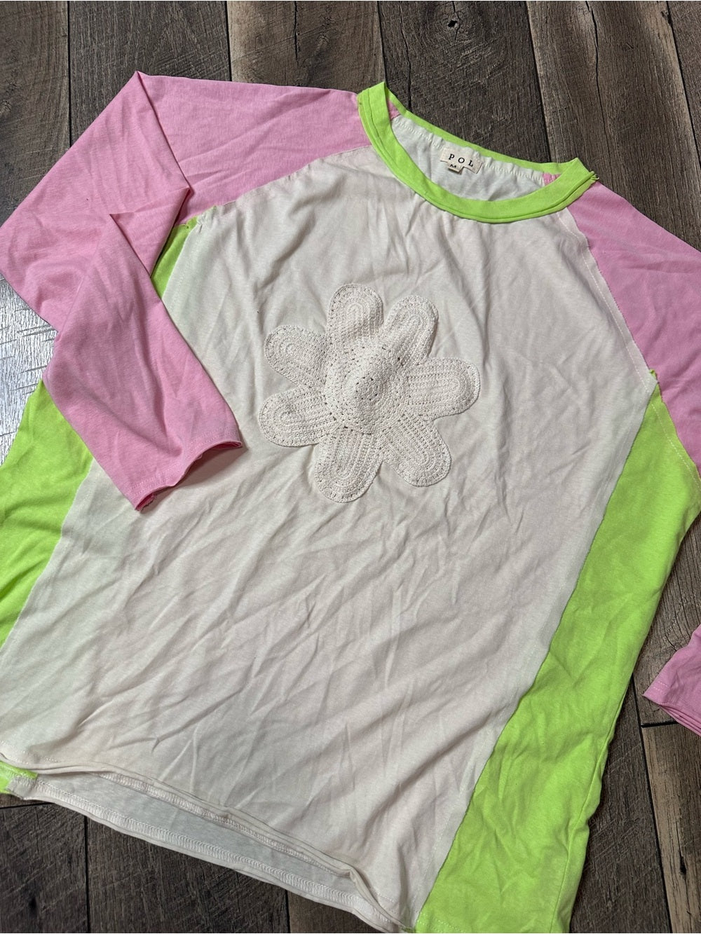 POL Color Block Flower Long Sleeve Top (New without tags)