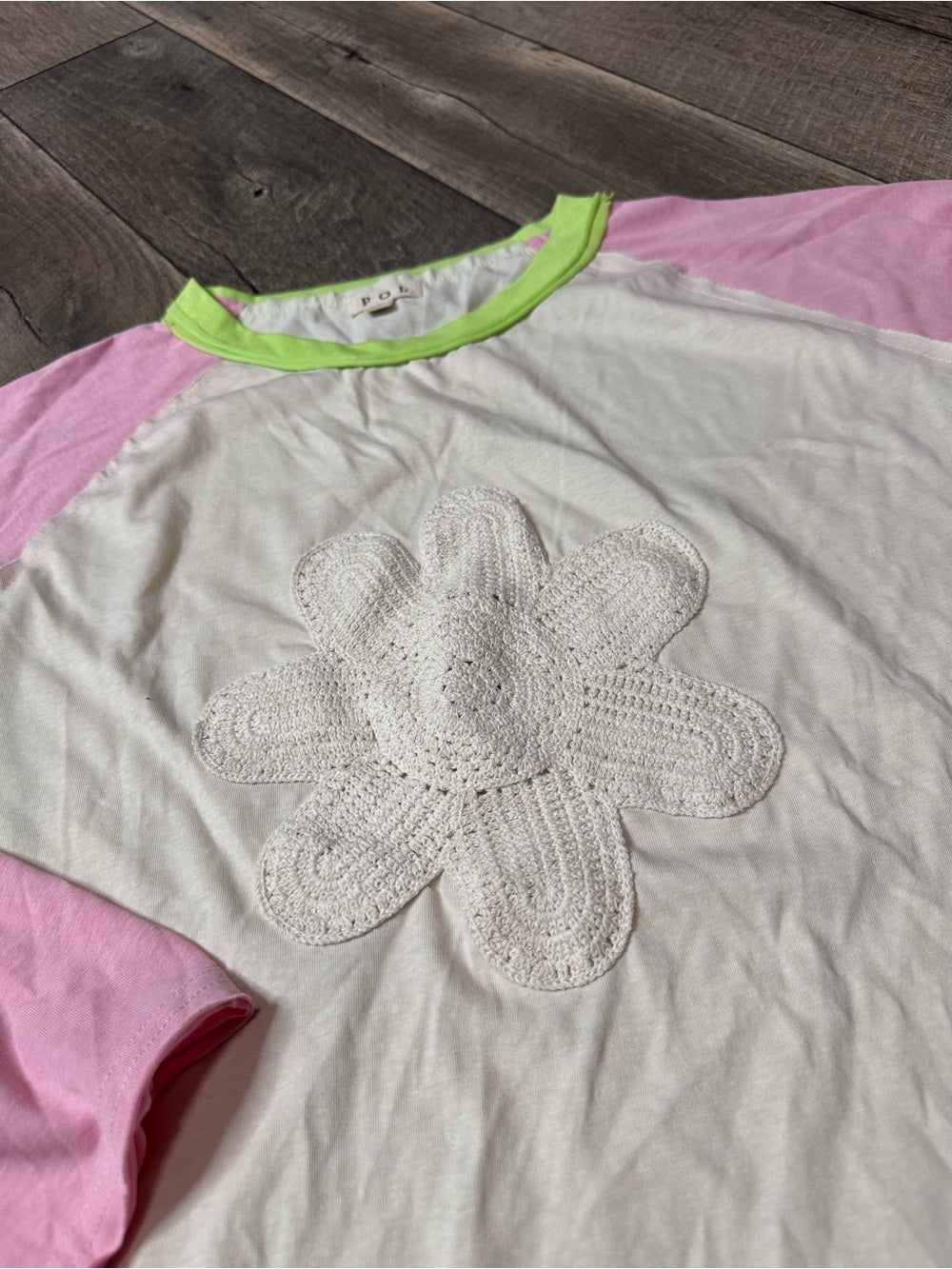 POL Color Block Flower Long Sleeve Top (New without tags)