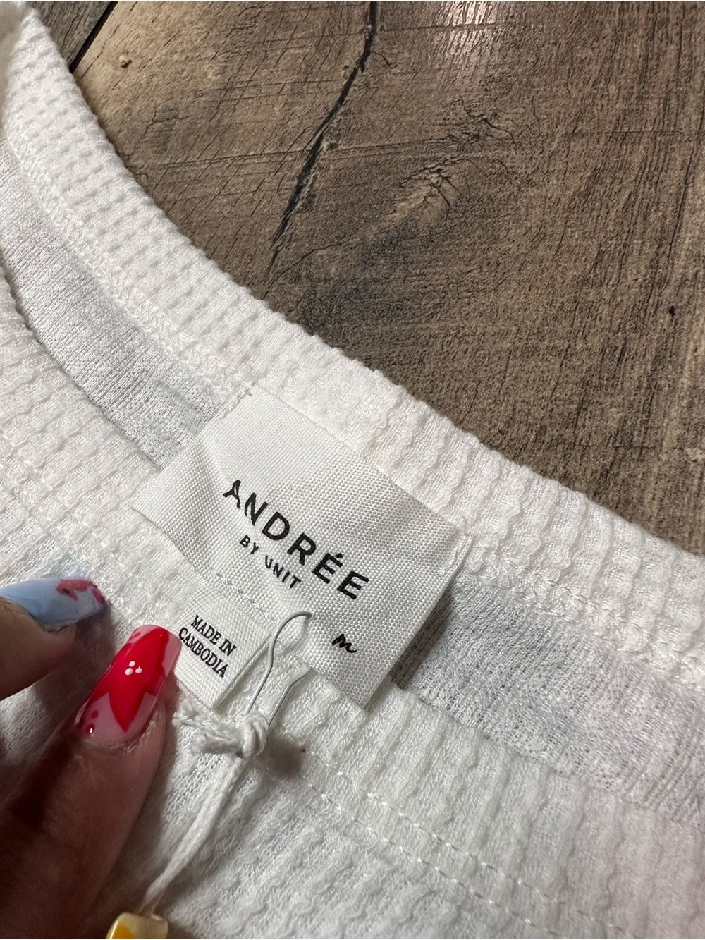 Andree by Unit White Waffleknit Short Sleeve Top