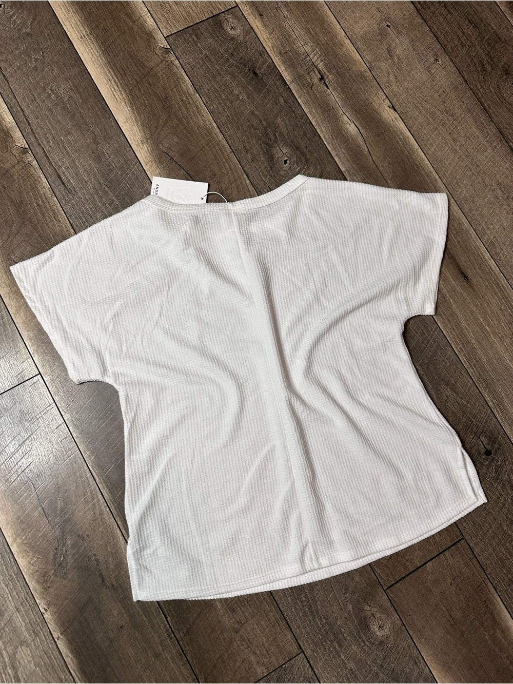 Andree by Unit White Waffleknit Short Sleeve Top