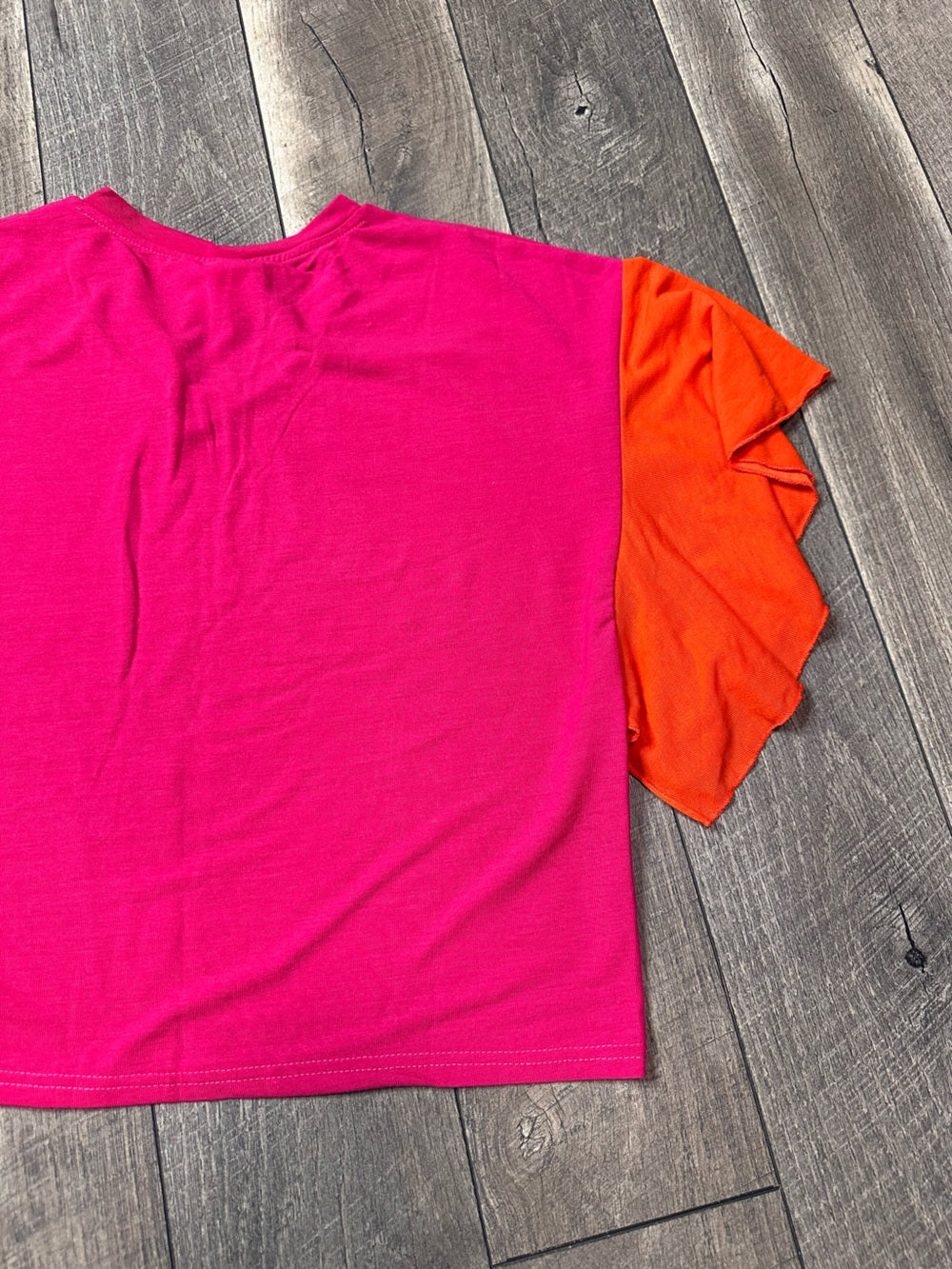 Grace & Emma Flutter Sleeve Color Block Top