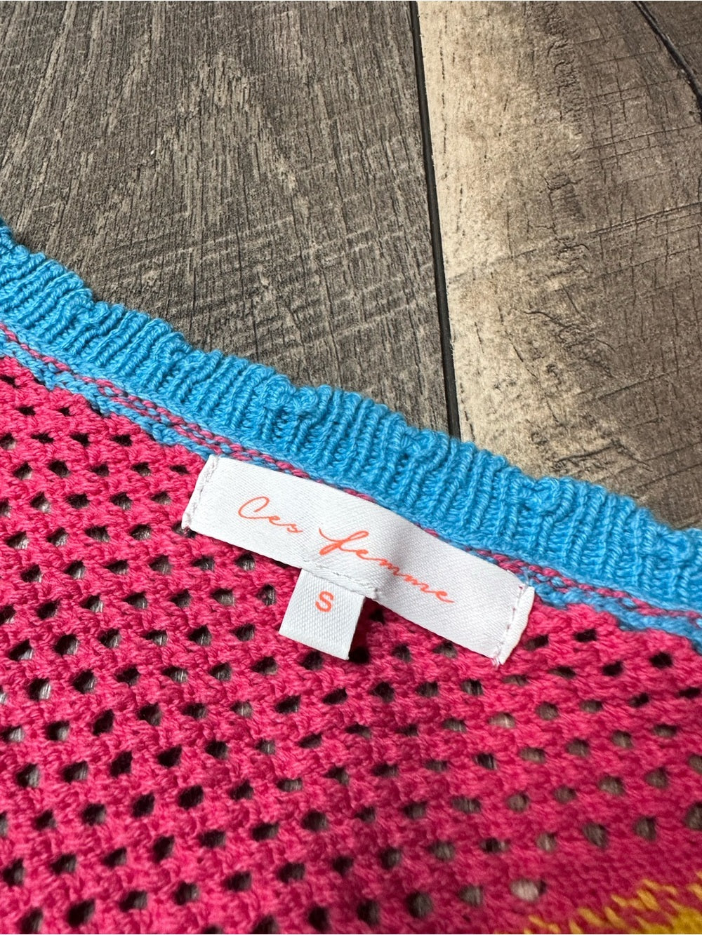 Ces Femme Oversized Colorblock Open Knit Pullover No Sleeve Sweater (new without tags)