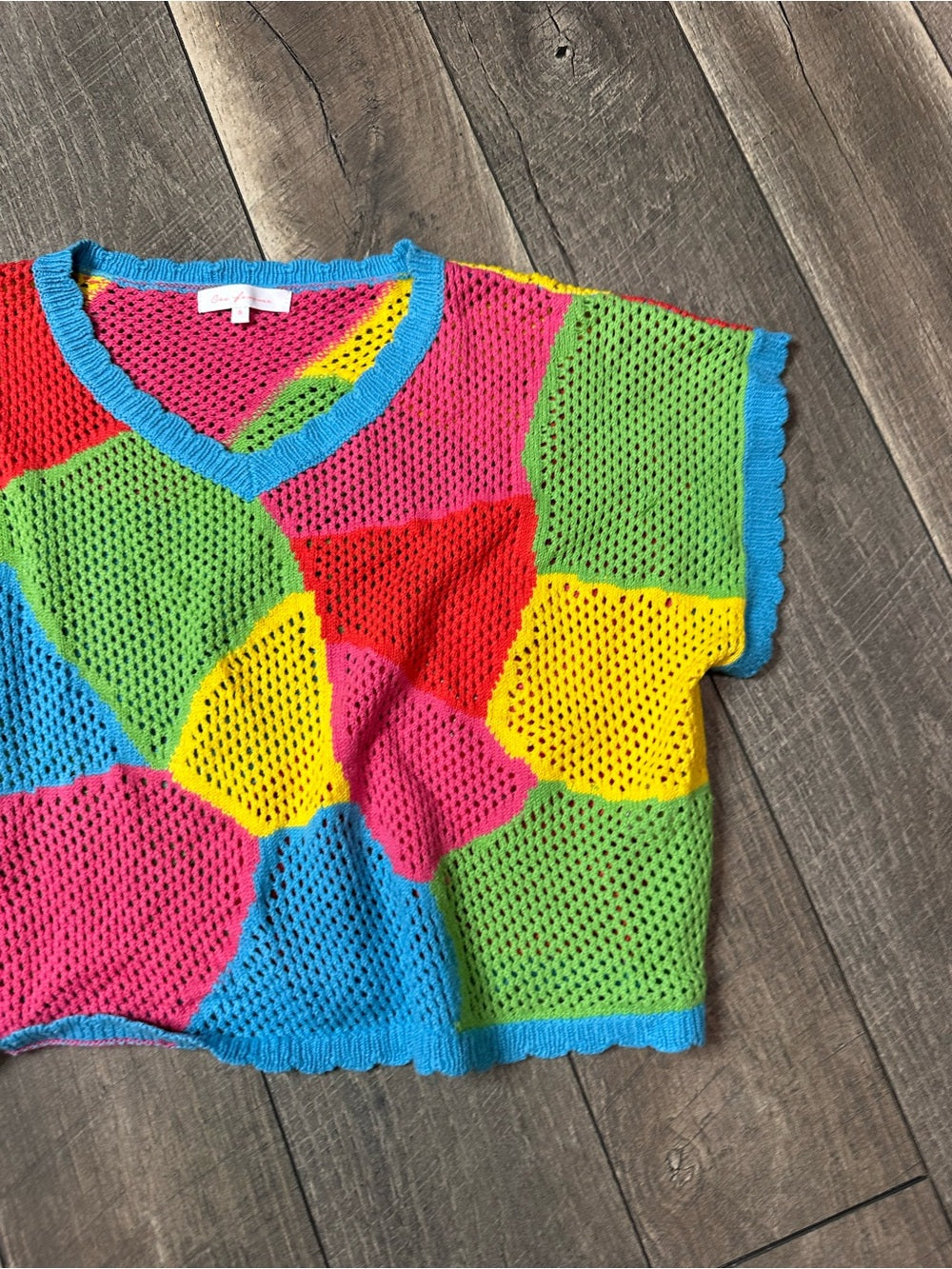 Ces Femme Oversized Colorblock Open Knit Pullover No Sleeve Sweater (new without tags)