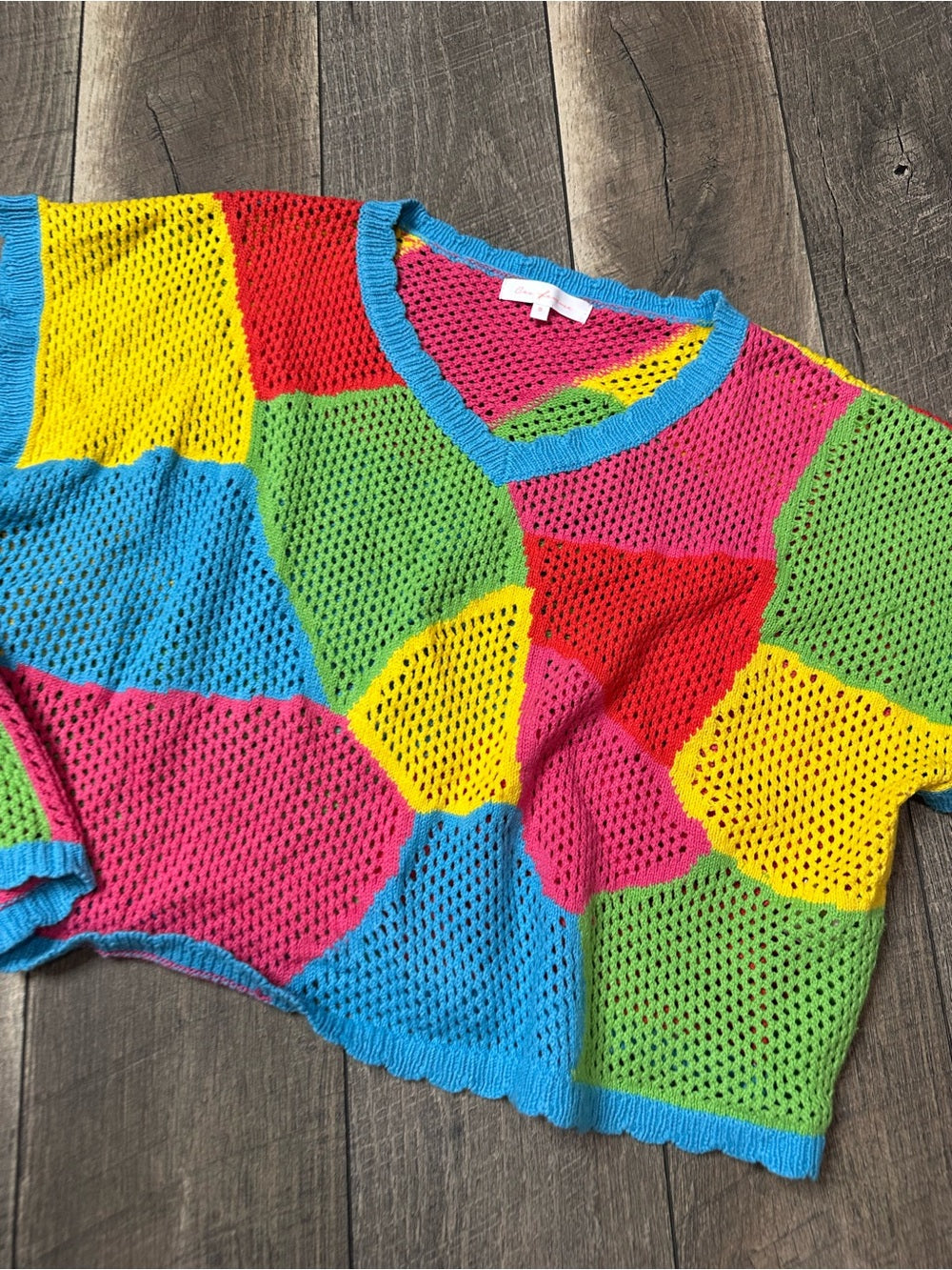 Ces Femme Oversized Colorblock Open Knit Pullover No Sleeve Sweater (new without tags)
