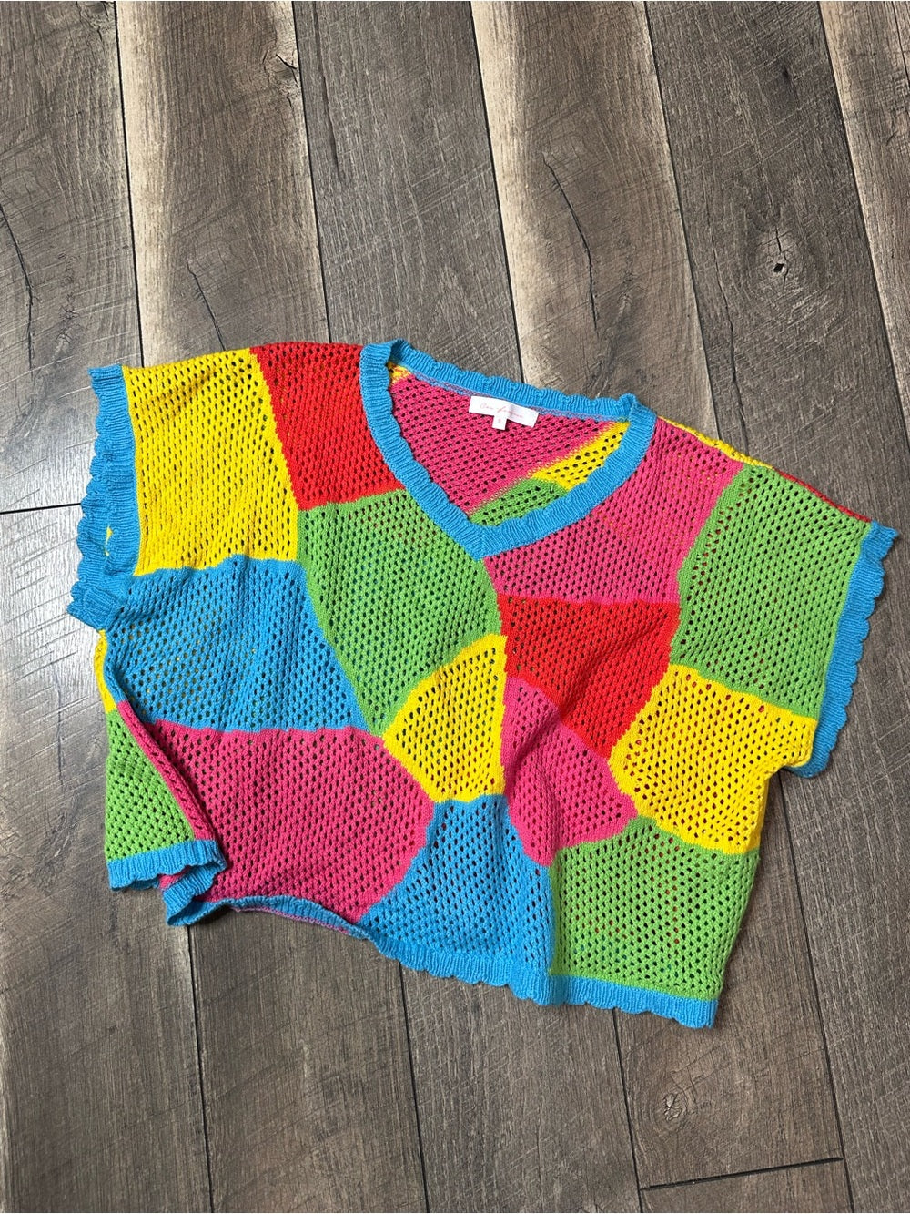Ces Femme Oversized Colorblock Open Knit Pullover No Sleeve Sweater (new without tags)