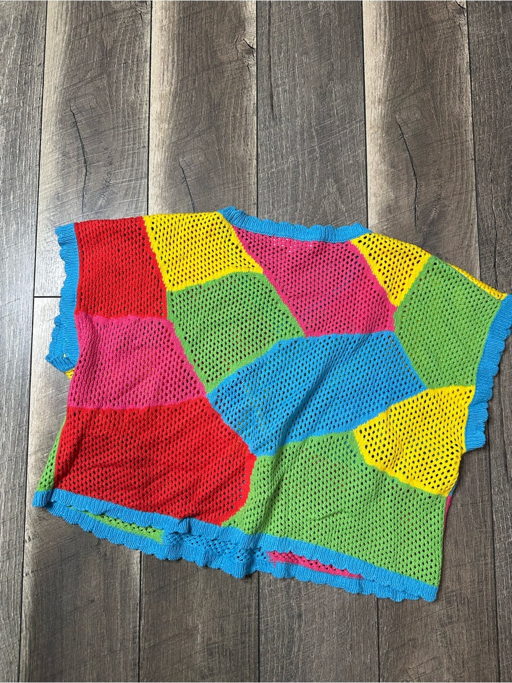 Ces Femme Oversized Colorblock Open Knit Pullover No Sleeve Sweater (new without tags)
