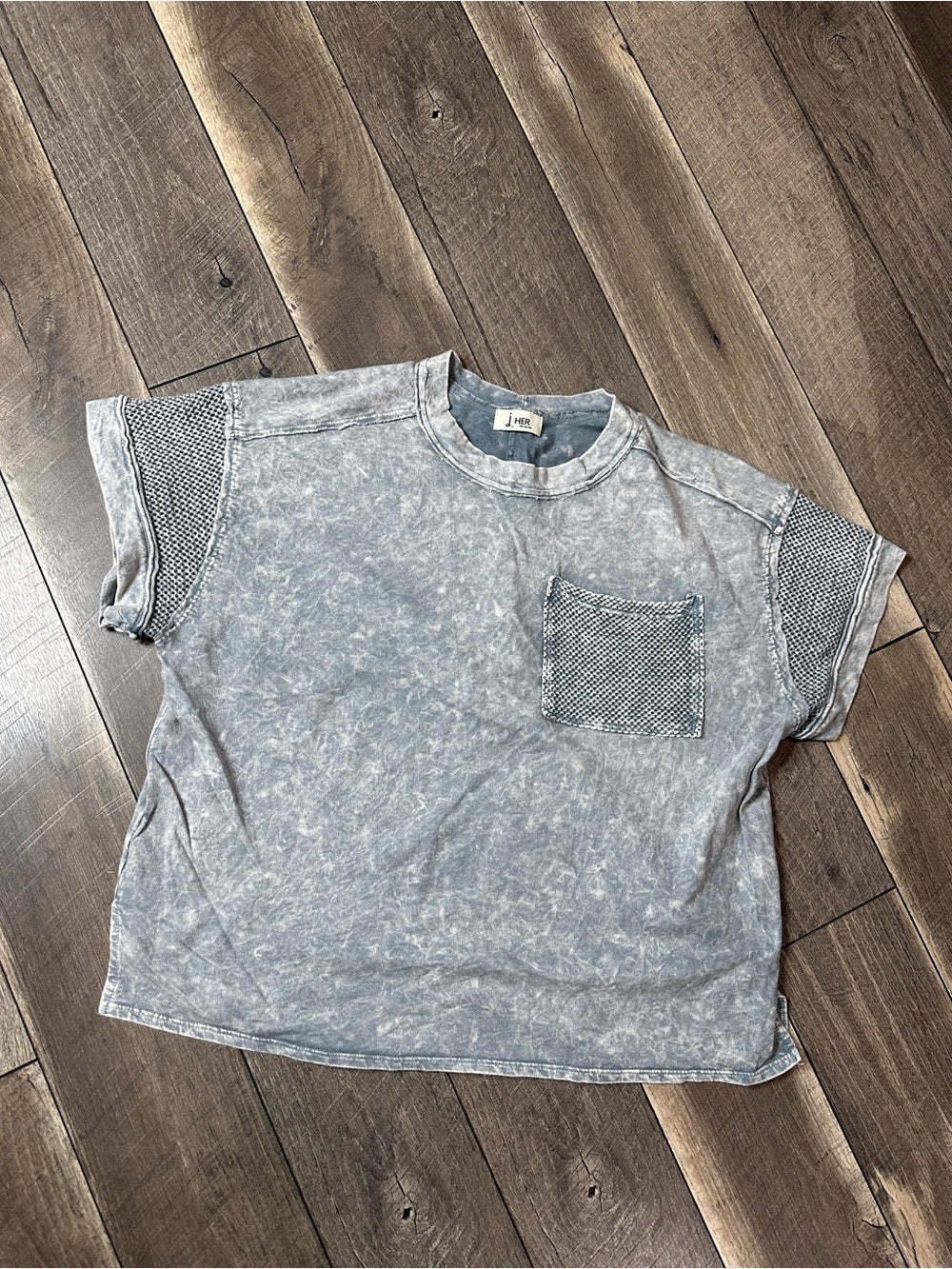 J. Her Stonewash Short Sleeve Top (new without tags)