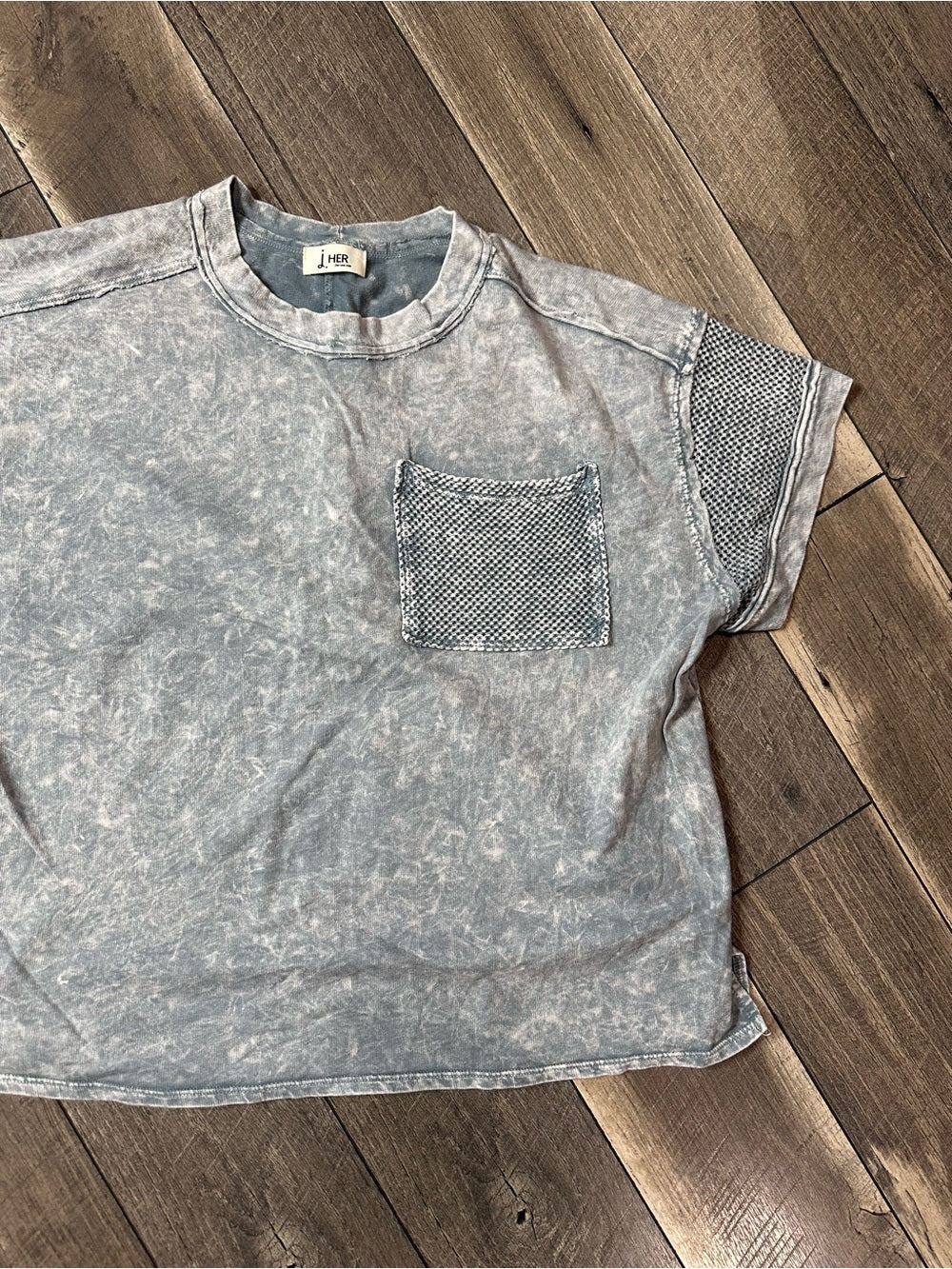 J. Her Stonewash Short Sleeve Top (new without tags)