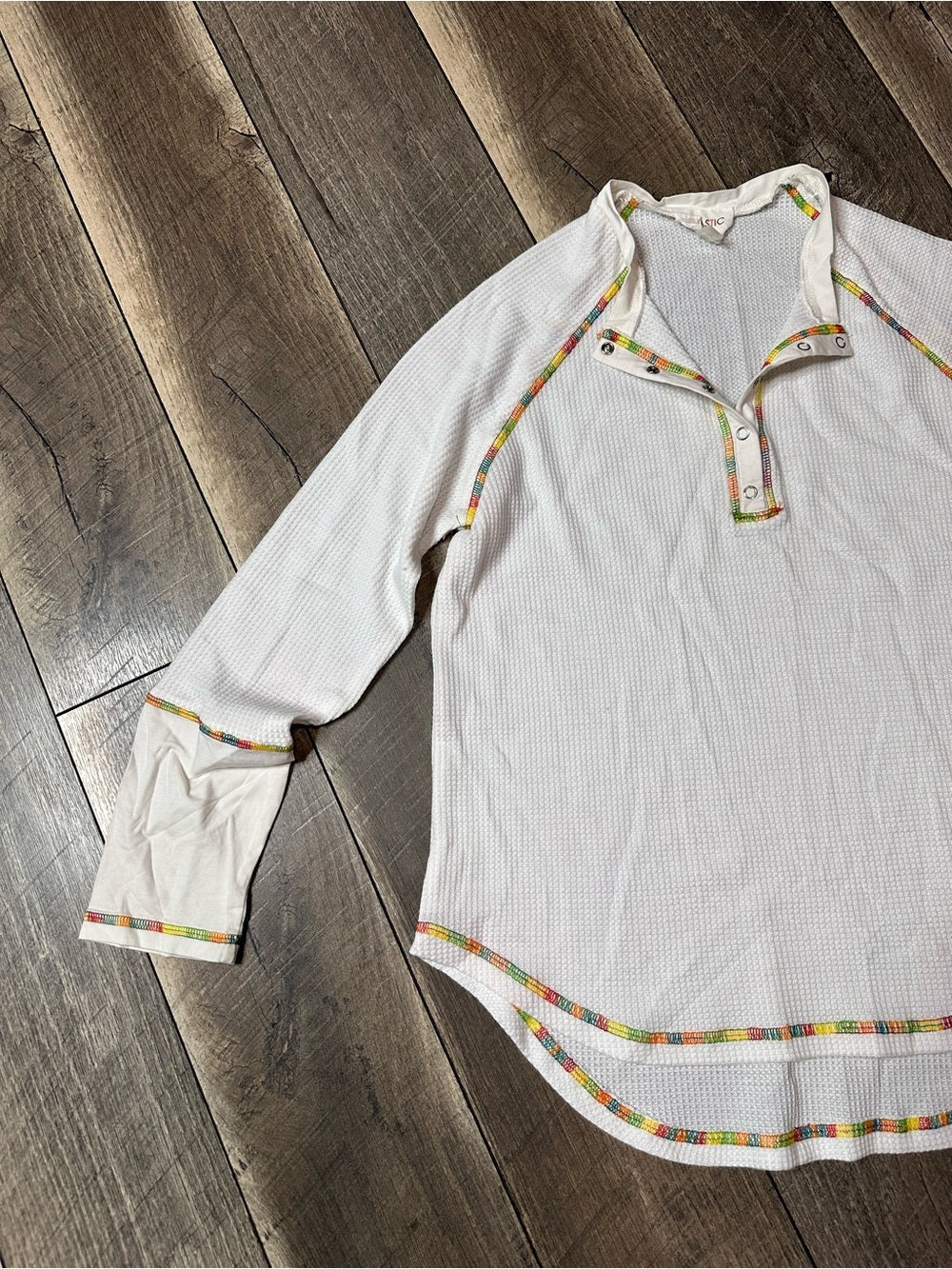 Fantastic Fawn Rainbow Thread Waffleknit Long Sleeve Top
