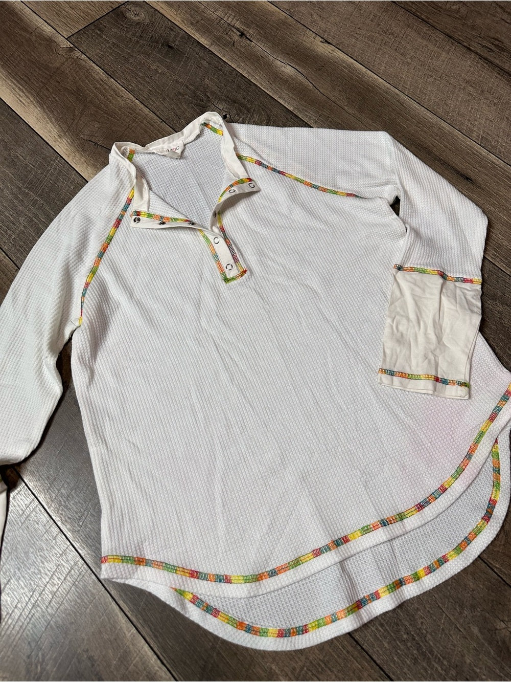 Fantastic Fawn Rainbow Thread Waffleknit Long Sleeve Top