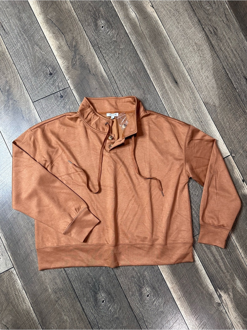 White Birch Rust Button Neck Pullover (new without tags)