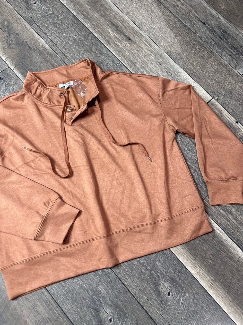 White Birch Rust Button Neck Pullover (new without tags)